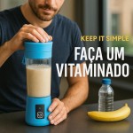 Mini Liquidificador Portátil Recarregável – Shake Rápido Onde Estiver | Ideal para Suco, Detox, Pré-Treino, Trabalho e Academia - Imagem 3