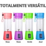 Mini Liquidificador Garrafa Portátil Mixer Juice Para Shake USB Recarregável 6 Lâminas Cup Coqueteleira Eletrica Sem Fio Frutas Whey Suco Academia Premium Marca LC Pagotti (ROXO) - Imagem 3