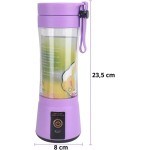 Mini Liquidificador Garrafa Portátil Mixer Juice Para Shake USB Recarregável 6 Lâminas Cup Coqueteleira Eletrica Sem Fio Frutas Whey Suco Academia Premium Marca LC Pagotti (ROXO) - Imagem 4