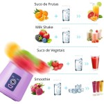 Mini Liquidificador Portatil para Shake Suco com Cabo USB Recarregável Mixer 6 Lâminas Copo 380 ml Academia Whey Vitamina Juice Cup TAMO (VERDE) - Imagem 4