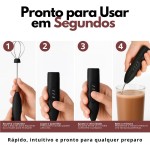 Mixer Elétrico Portátil Recarregável para Café e Bebidas, 3 Velocidades com 2 Batedores de Aço Inoxidável, Espumador de Leite, Batedeira para Ovos, USB Incluso - Imagem 3