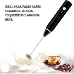 Mixer Misturador Batedor Elétrico, Portátil Sem Fio-Fuê em Aço Inox Para Espumar Bebidas,Bater Ovos, Recarregável USB - Imagem 4