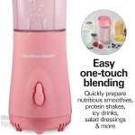 Hamilton Beach Liquidificador portátil para batidos e vitaminas, copo e tampa de viagem sem BPA, lâminas de aço inoxidável duráveis, liquidificador de smoothie pessoal, coral (51171) - Imagem 6