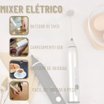 Mini Mixer Portátil USB Recarregável – Espumador de Leite e Café, Batedor de Ovos, Whey e Outras Bebidas, 3 Velocidades - Imagem 3