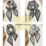 4 cachecóis modernos para mulheres, lenços boho multifuncionais, faixas de cabeça, cachecol de cetim para bolsa de acessórios de cabelo - Imagem 3