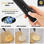Mixer Portátil Recarregável USB Inox Misturador Bebidas Shaker Batedor Ovos Fuê Café Whey Leite Cappuccino Leve Potente Prático Premium Sem Fio 3 Velocidade - Imagem 3