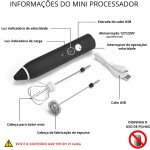 Mixer Portátil Recarregável USB Inox Misturador Bebidas Shaker Batedor Ovos Fuê Café Whey Leite Cappuccino Leve Potente Prático Premium Sem Fio 3 Velocidade - Imagem 7