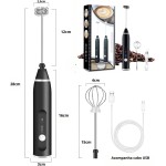 Mixer Portátil Recarregável USB Inox Misturador Bebidas Shaker Batedor Ovos Fuê Café Whey Leite Cappuccino Leve Potente Prático Premium Sem Fio 3 Velocidade - Imagem 8