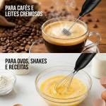 Espumador de Leite Elétrico e Mixer Portátil USB Recarregável – 3 Velocidades Potentes com 2 Cabeças (Mola e Fouet) – Batedor em Inox para Café, Cappuccino, Shakes e Ovos - Imagem 4