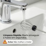 Espumador de Leite Elétrico e Mixer Portátil USB Recarregável – 3 Velocidades Potentes com 2 Cabeças (Mola e Fouet) – Batedor em Inox para Café, Cappuccino, Shakes e Ovos - Imagem 7