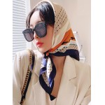 Cachecóis femininos de seda e pescoço de cabeça 89 cm lenço bandana para mulheres - Imagem 4