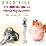 Processador Misturador Mixer de Mão Portátil 1000W (Prata 220V) - Imagem 6