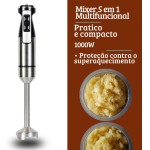 Mixer Processador Misturador Moedor Carne 5 Em 1 1000W (PRATA 110V) - Imagem 6