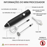 Mini Mixer Elétrico Portátil, 3 Velocidades, Batedor Fouet Inox, Recarregável USB, Misturador para Bebidas e Ovos - Imagem 4