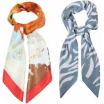 Kit 2 Lenços Quadrados Cetim 90×90 cm – Estampados Sortidos, Poliester Toque Seda – Lenço Multiuso Bandana, Echarpe, Top, Cropped e Faixa Bolsa - Imagem 3