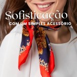 Kit 2 Lenços Quadrados Cetim 90×90 cm – Estampados Sortidos, Poliester Toque Seda – Lenço Multiuso Bandana, Echarpe, Top, Cropped e Faixa Bolsa - Imagem 4