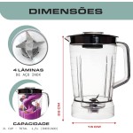 Copo de Liquidificador Compatível Philco PH900/PH1200/PLQ1212/PLQ1412/PLQ1350 Inox Turbo e Britânia B1000/Turbo/Diamante 1200 – Acrílico Resistente 1,5L - Imagem 4