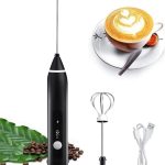 Mini Mixer Portátil Misturador de Bebidas Batedor Espumador de Leite Ovos Café Whey Multiuso Cozinha USB Recarregável Premium (Branco)