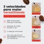 Mini Mixer Portátil Misturador de Bebidas Batedor Espumador de Leite Ovos Café Whey Multiuso Cozinha USB Recarregável Premium (Branco) - Imagem 4