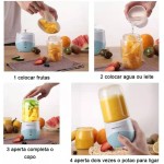 Mini Liquidificador Portátil Recarregável USB – Mixer Juice 400ml | Para Shakes, Sucos, Papinhas | Copo 2 em 1, Bateria de Longa Duração, Ideal para Academia, Viagens e Trabalho - YASDA (ROSA) - Imagem 9