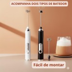 Mixer Elétrico Portátil USB Recarregável – Espumador de Leite, Shakes, Cappuccinos e Bebidas Cremosas – 3 Velocidades, Aço Inoxidável, Leve e Fácil de Limpar. - Imagem 5