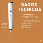 Mixer Elétrico Portátil USB Recarregável – Espumador de Leite, Shakes, Cappuccinos e Bebidas Cremosas – 3 Velocidades, Aço Inoxidável, Leve e Fácil de Limpar. - Imagem 8