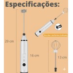 Mixer Elétrico Portátil USB Recarregável – Espumador de Leite, Shakes, Cappuccinos e Bebidas Cremosas – 3 Velocidades, Aço Inoxidável, Leve e Fácil de Limpar. - Imagem 9