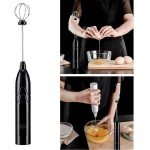 Mini Mixer Portátil Misturador de Bebidas Batedor Espumador de Leite USB Recarregável Cozinha Cafe Ovo - Preto - Premium - Imagem 5