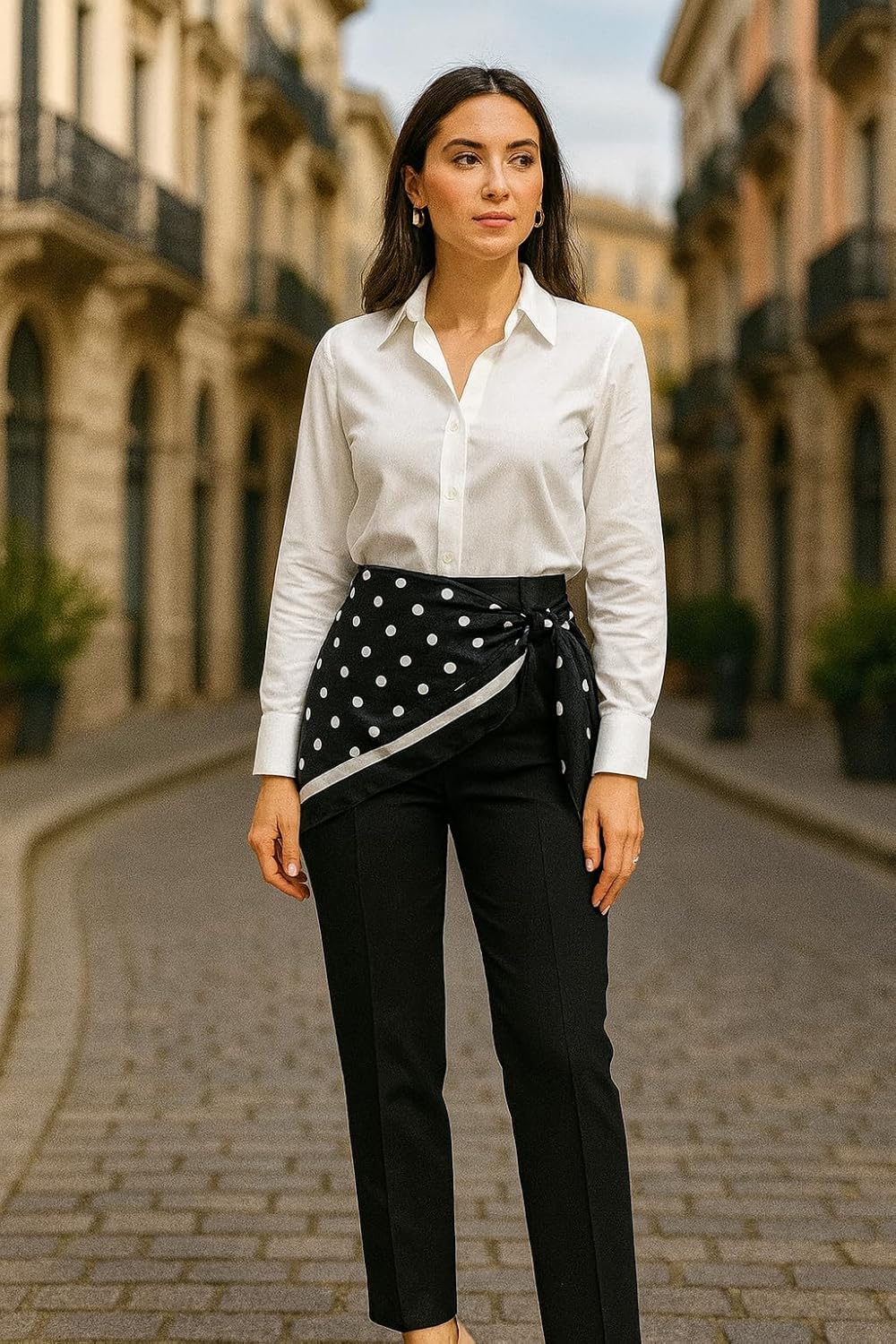 Lenço de Seda Cetim Feminino Estampado Poá Vintage | Acessório para Cintura, Pescoço, Cabelo e Bolsa | Toque Macio e Acetinado (VARIAÇÃO DE COR) - Imagem 4