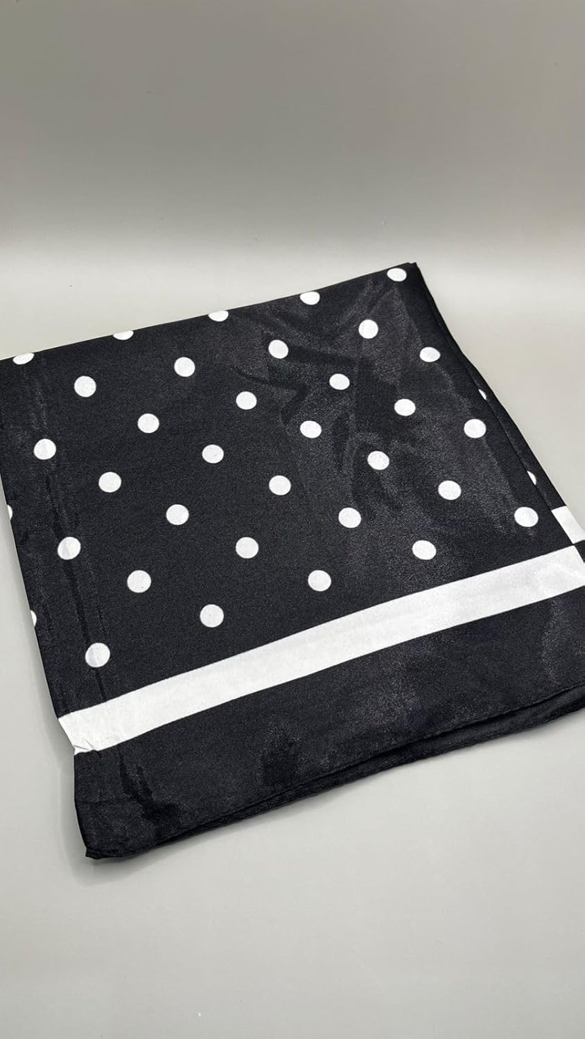 Lenço de Seda Cetim Feminino Estampado Poá Vintage | Acessório para Cintura, Pescoço, Cabelo e Bolsa | Toque Macio e Acetinado (VARIAÇÃO DE COR) - Imagem 5