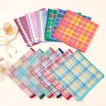 3 lenços femininos 43 x 43 cm de cor mista xadrez para mulheres conjunto clássico de bolso quadrado - Imagem 6