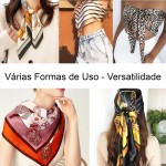 Genérico - Kit 3 Lenço Cetim Grande Estampas Sortidas - Camponesa Bandana Cabelo Cropped Echarpe Bbb Famosos - Imagem 4