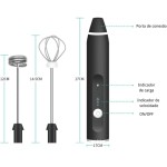 Mini Mixer Batedor Elétrico Portátil, 3 Velocidades, Recarregável USB, 31cm, com 2 Batedores - Imagem 7