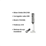 Mixer Portátil Onida ON-2160 com Suporte Recarregável USB Bivolt – Haste em Aço Inox, Lâmina Afiada, Compacto, Ideal para Bebidas, Shakes, Ovos, Molhos e Smoothies - Imagem 5