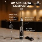 Misturador Elétrico Portátil Recarregável USB – Mini Mixer Fuê Elétrico Sem Fio para Café, Leite, Ovos e Bebidas | Mixer de Mão - Imagem 3