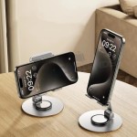 Suporte de Celular Mesa Premium Alumínio Dobrável Ajustável 360 Ergonômico Estável Antiderrapante Universal Smartphone Tablet - Imagem 6