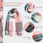 Clothirily Cachecol feminino de inverno, lenços xadrez modernos com toque de caxemira para mulheres, xales e envoltórios de pashmina, cachecol longo - Imagem 4