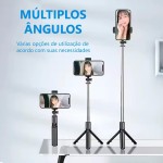 Bastão Tripé Bluetooth Multifuncional com Selfie 360º Compacto Estável e com Controle Remoto Dobrável Pau De Selfie Bluetooth 3 em 1 Celular Câmera Selfie Stick Premium - Imagem 3