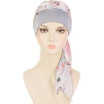 Lenço de cabeça de quimioterapia pré-amarrado para mulheres, gorros, estampa de câncer, bandana slip on, headwrap caveira, turbante, boné - Imagem 3