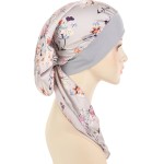 Lenço de cabeça de quimioterapia pré-amarrado para mulheres, gorros, estampa de câncer, bandana slip on, headwrap caveira, turbante, boné - Imagem 5