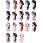 Lenço de cabeça de quimioterapia pré-amarrado para mulheres, gorros, estampa de câncer, bandana slip on, headwrap caveira, turbante, boné - Imagem 8