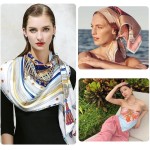 upeilxd Feminino 4 Peças Lenços de Cabeça de Seda para Lenço de Cabelo de Cetim 35 ”Grande Quadrado Bandana Seda Como Lenço de Pescoço Xale Lenço de Dormir (Preto/Vermelho/Rosa/Bege) - Imagem 6