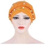 Turbante Headwear feminino trançado com contas sedosas pré amarrado quimioterapia câncer lenço bandana headwrap - Imagem 4