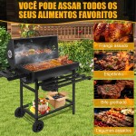 Churrasqueira Bafo á Carvão, Ferramentas de Piquenique, Churrasqueira a Carvão Preta com Grelha - Imagem 4