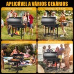 Churrasqueira Bafo á Carvão, Ferramentas de Piquenique, Churrasqueira a Carvão Preta com Grelha - Imagem 6
