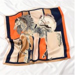 Cachecol feminino de seda quadrado 68,58 cm x 68,58 cm respirável e leve estampado - Imagem 4