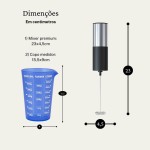 Mini Mixer Portátil com Copo Medidor 570ml – Espumador de Leite para Café, Batedor de Ovos e Misturador para Whey Protein – A Pilha, Sempre Pronto - Imagem 3