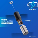 Mini Mixer Portátil com Copo Medidor 570ml – Espumador de Leite para Café, Batedor de Ovos e Misturador para Whey Protein – A Pilha, Sempre Pronto - Imagem 6