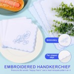 12 lenços bordados de algodão, lenços femininos, lenço quadrado bordado macio e confortável, lenço de casamento memorável, lenços para festas - Imagem 3