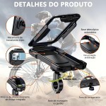 Suporte Celular Moto á Prova d'Água, Suporte Celular Bike á Prova d'Água, Com Base de Guidão e Tela Sensível Ao Toque, Preto - Imagem 3